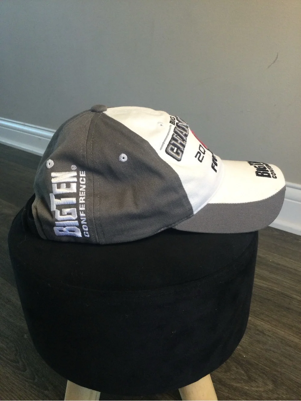 Majestic White Gray and Red Champions Football Cap